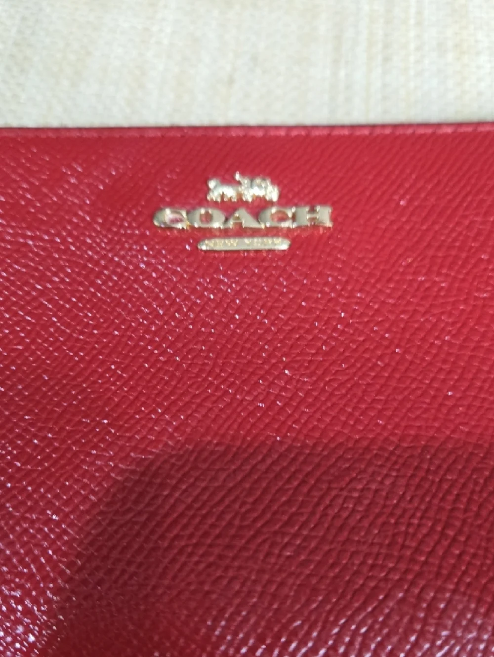 Coach Red Saffiano Zip-Around Wristlet Wallet with Detachable Strap - Picture 10 of 13